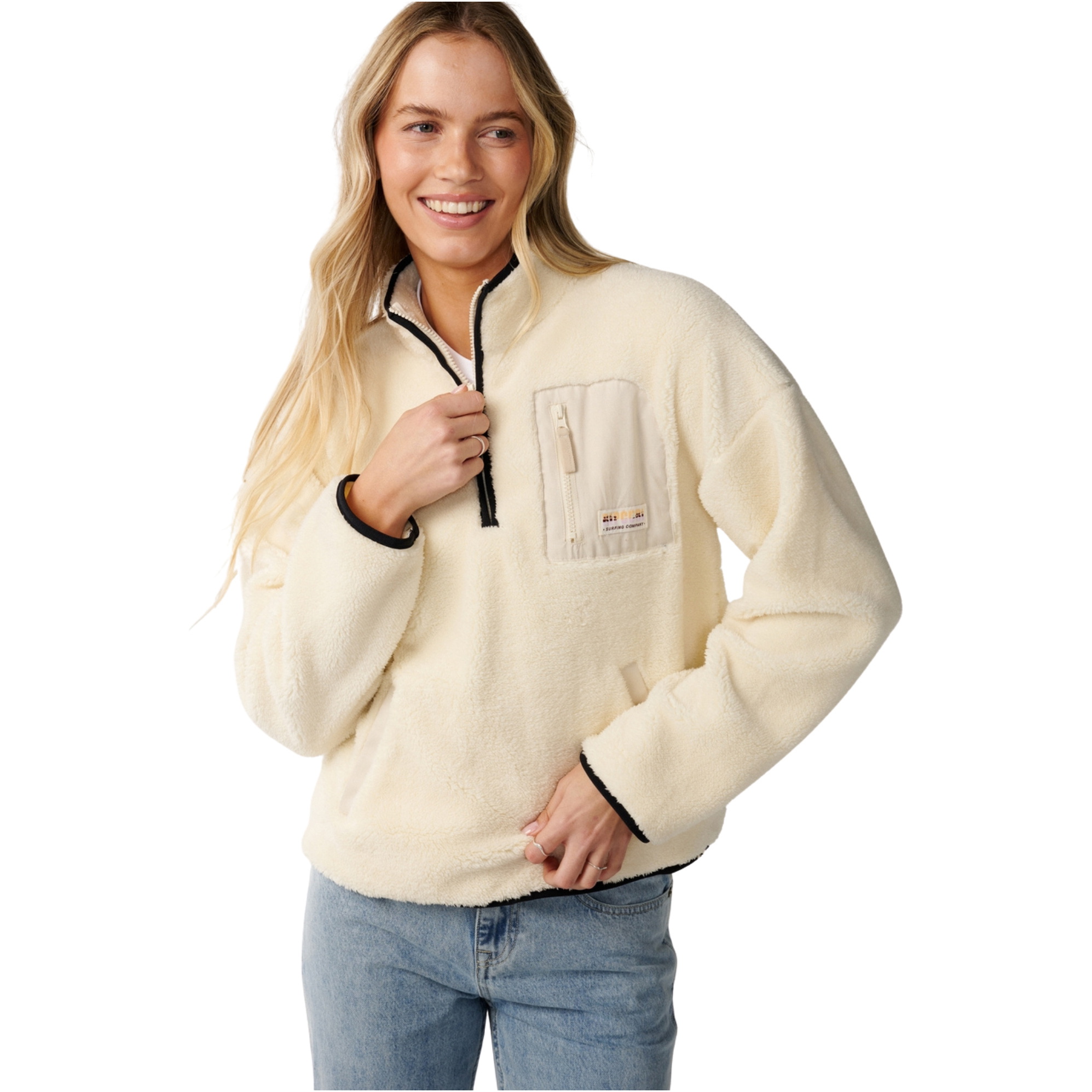 2026 Rip Curl Womens Party Wave Polar Zip Thru Fleece 0EFWFL - Off White